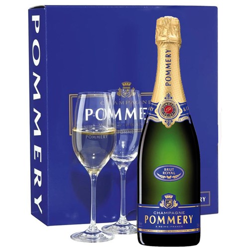 Pommery Brut Royal Champagne Gift Pack With 2 Flutes 75cl - 5 Stars